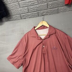 Turtleson Polo Shirt Mens Large Red Striped Reynolds Plantation Performance Golf